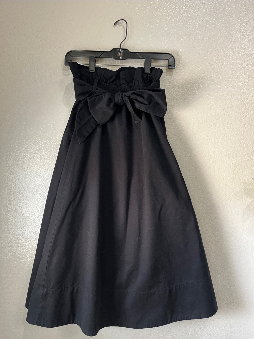 H&M Black Paper Bag Waist Midi Skirt Sz S Boho Formal w/belt Whimsical TC0628